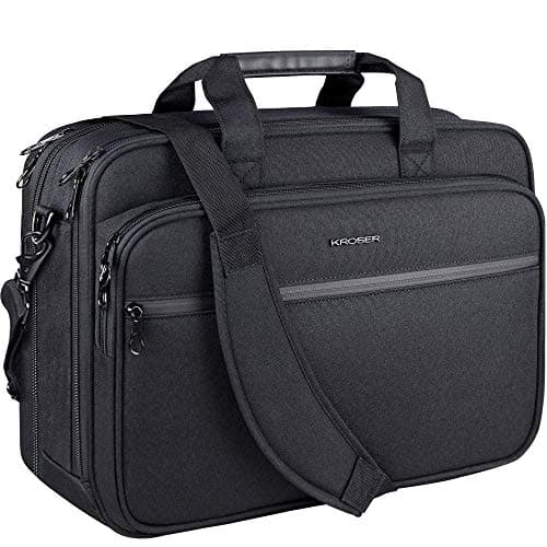 Image of KROSER Laptop Bag Premium Laptop Briefcase Fits Up to 17.3 Inch Laptop Expandable Water-Repellent Shoulder Messenger Bag Computer Bag for Travel/Business/School/Men/Women-Black