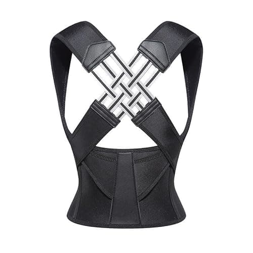 Image of Candid Styles Adjustable Posture Corrector for Men & Women, 360° Full Wrap Back & Waist Support Brace with X-Type Shoulder Straps, Breathable Spine & Lower Back Support (Black, L)