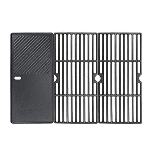 Image of GFTIME Cast Iron Grill Grates & Griddle Plate for Enders Boston 3, Enders Monroe Pro 3, Charbroil, Kenmore, Broil King, Landmann Gas Grills, 43 x 62.5 cm BBQ Replacement, 2 Grates + 1 Plate
