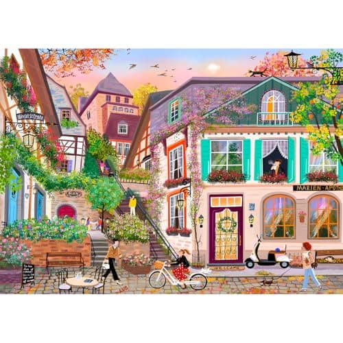 Image of HUADADA Jigsaw Puzzles for Adults 1000 Piece Challenging Game Toys, 1000 Piece Jigsaw Puzzles for Adults Family Decoration Jigsaw 1000-Sunset in the Alley