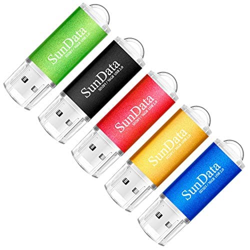 Image of SunData 16GB USB Flash Drive 5Pack 16GB USB 2.0 Memory Stick Thumb Drives Pen Drive USB Stick for Data Storage with LED Light(5 Colors: Black Blue Green Red Gold)