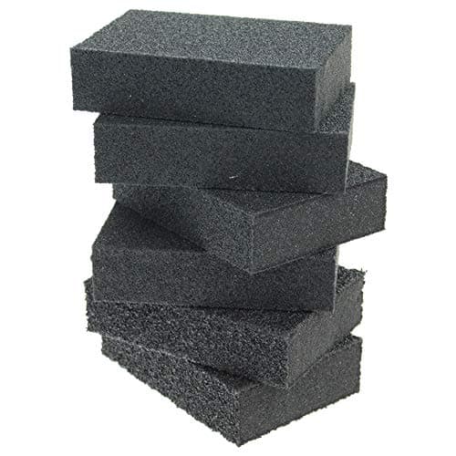 Image of Coral 74300 Essentials Abrasive Sanding Sponge Blocks with Wet or Dry Fine Medium and Coarse Grits 6 Piece Pack Set, Black, Set of 6