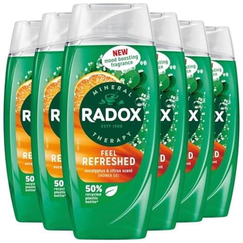 Image of Radox Mineral Therapy Feel Refreshed Body Wash Shower Gel uniquely blended with eucalyptus & citrus fragrance for an uplifting refreshing shower experience 6x 225ml
