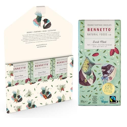 Image of Dark Mint Dark chocolate with 60% cocoa and pure mint oil. Certified organic, Fairtrade, and net climate positive. Beautiful gifts for everyone. 3x 80g Full Size Bars.