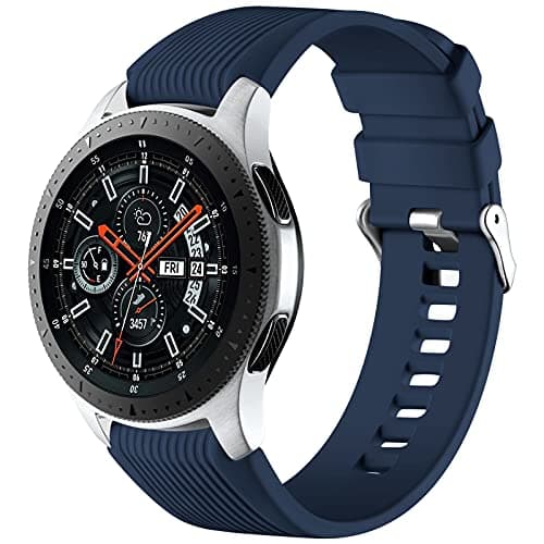 Image of Mastten 22mm Silicone Strap Compatible With Samsung Galaxy Watch 46mm /Galaxy Watch 3 45mm /Gear S3 Frontier/Classic, Soft Silicone Sport Wristband Replacement Straps For Men Women, Dark Blue