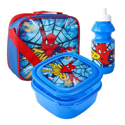 Image of Marvel Spiderman Lunch Bag Set for Kids 3 Pcs with Snack Lunch Box BPA Free Water Bottle Insulated Bag Travel Picnic Nursery School Supplies