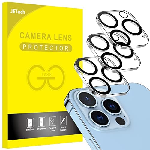 Image of JETech Camera Lens Protector for iPhone 13 Pro Max 6.7-Inch and iPhone 13 Pro 6.1-Inch, 9H Tempered Glass, HD Clear, Anti-Scratch, Case Friendly, Does Not Affect Night Shots, 3-Pack