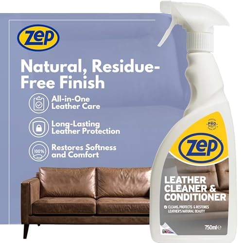 Image of Zep Leather Cleaner & Conditioner 750ml - Cleans, Restores & Protects Leather Sofas, Car Seats, & Clothing, Softens Leather, Prevents Cracking, UV Protection