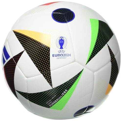 Image of adidas Unisex-Adult EURO24 Training Soccer Ball, White/Black/Glory Blue, 4