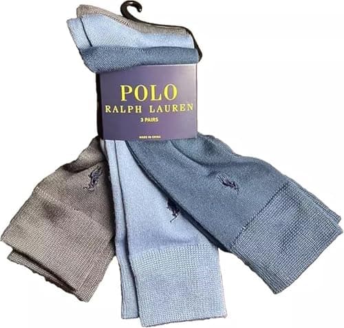 Image of POLO RALPH LAUREN 3 Pack Dress Trouser Socks (Teal, Light Blue Grey) Size 10-13