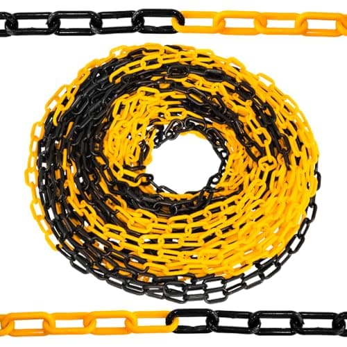 Image of High Visibility 6MM Plastic Chain - Yellow and Black | 25 Meter Plastic Chain Roll for Traffic Control and Parking Space Management