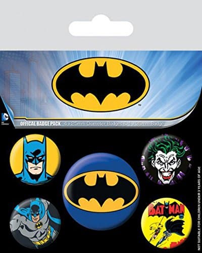 Image of Batman Badge Pack - Joker, 1 X 38mm & 4 X 25mm Badges (6 x 4 inches)