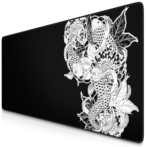 Image of TITANWOLF - XXL Mouse Mat - Mouse Pad 900 x 400 x 3mm –Speed Gaming Mouse Pad - Extra Large MousePad - Table Mat Large Size - Improved Precision and Speed – Design Koi Tattoo 3