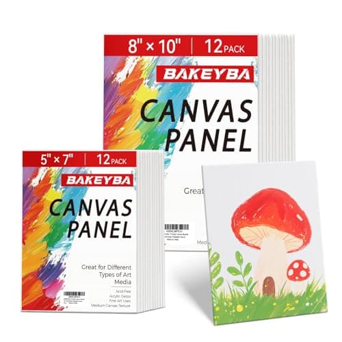 Image of BAKEYBA Canvas Boards 5x7, 8x10 Inch 24 Pack Small Painting Canvas for Kids- 100% Cotton Primed for Beginners, Acrylic Paint