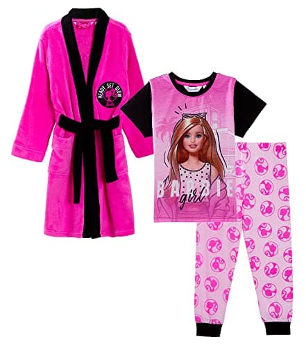 Image of Barbie Girls Dressing Gown + Pyjamas 7-8 Years Pink