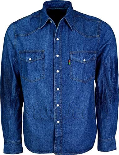 Image of Mens Duke Classic Fashion Western Style Denim Shirt in Black