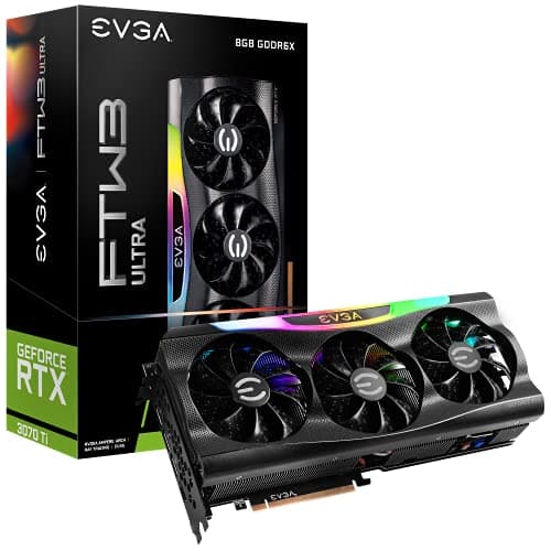 Image of EVGA GeForce RTX 3070 Ti FTW3 Ultra Gaming, 8GB GDDR6X, 19000MHz Memory, 1860MHz GPU, 3 Fans, ARGB LED, Metal Backplate, PCIe 4.0, DisplayPort, Desktop Compatible