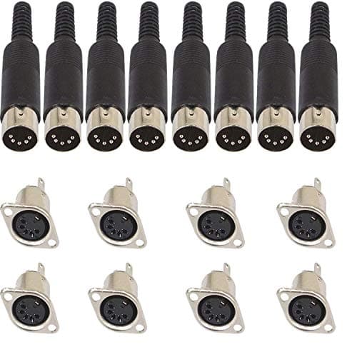 Image of RUNCCI-YUN 16pcs 5 Pin DIN Male to Female Connector, Panel Mount, audio AV equipment Chassis Cable Solder Connector, for CNC Project (Black)