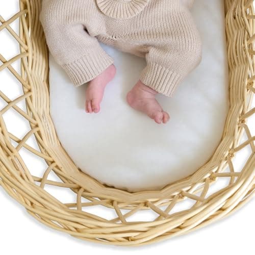 Image of Clair de Lune Moses Basket Fibre Mattress, Hypo-Allergenic Baby Bassinet Mattresses (Wicker Basket 65 x 28 cm)