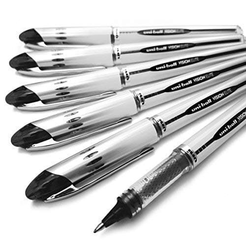 Image of Uni-Ball Vision Elite - UB-200 - Liquid Ink Rollerball Pen - Pack of 6 (Black)