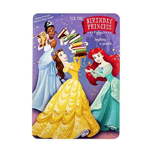 Image of Hallmark Kids' Birthday Card and Memory Card Game - Disney Princess Design