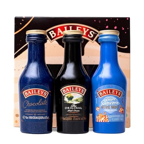 Image of Baileys Gift Set - Original Irish Cream Liqueur, Chocolate, Toffee Popcorn x3 Alcohol Miniatures 5cl Bottles - Birthday Alcohol Gift Sets for Women, Men, Mum Gifts for Birthday