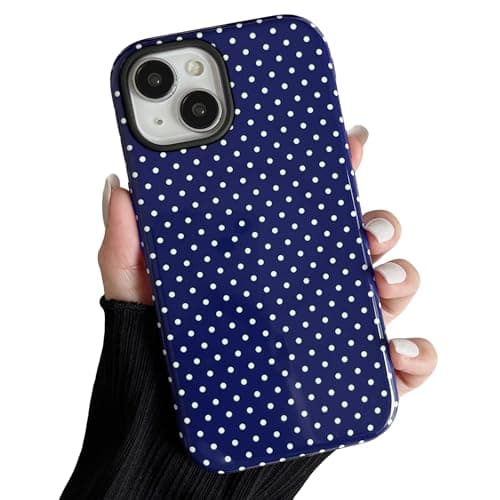 Image of ZTOFERA for iPhone 13/iPhone 14 Magnetic Case, Cute Polka Dot Aesthetics Design Phone Case Soft TPU Slim Shockproof Stylish Protection Cover for Girls Women - Navy Blue