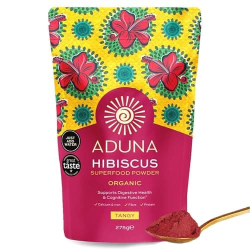Image of Aduna Organic Hibiscus Powder | 100% Hibiscus Flower for Skin, Gut & Heart Health | Natural Vegan Source of Antioxidants & Vitamin C | Superfood Powder for Teas, Smoothies, Juices & More | 275g