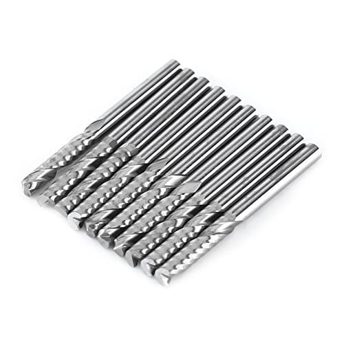 Image of Hilitand 10pcs Tungsten Carbide End Mill, Single Flute Milling Cutter, Spiral CNC Rotary Burrs Set Router Bits 3.175x22mm