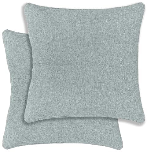 Image of Enhanced Living Pair of Austin/Dallas Blue Cushion Covers 43x43cm – Textured Linen Look with Piped Edge – Double-Sided, Zip Opening – Covers Only, No Inserts