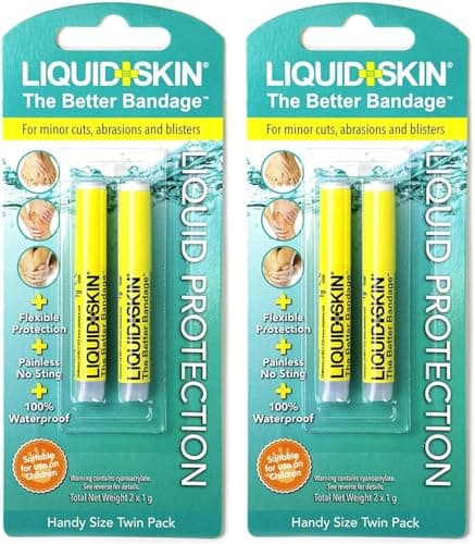 Image of Liquid Skin Liquid Plaster - Waterproof Liquid Bandage for Cuts, Wounds, Cracked Skin, Scrapes - Promotes Faster Natural Healing - No Sting, Non-Burning, Safe for Kids Formula - Pack of 4 Pipettes