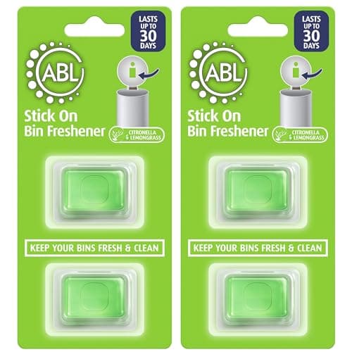 Image of 4 x Bin Freshener Stick On Bin Freshener And Odour Eliminator | Citronella & Lemongrass Deodoriser Smell Fresh