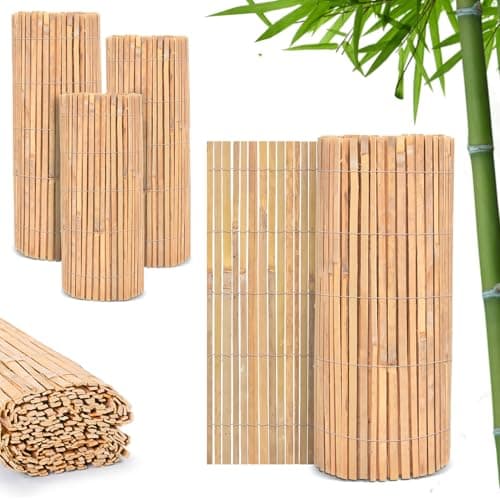 Image of FunkyBuys Bamboo Fence Screening | Natural Slat Fence Panels Garden Screening for Outdoor Wind & Sun Protection for Privacy Shield (H: 1M x L: 4M)