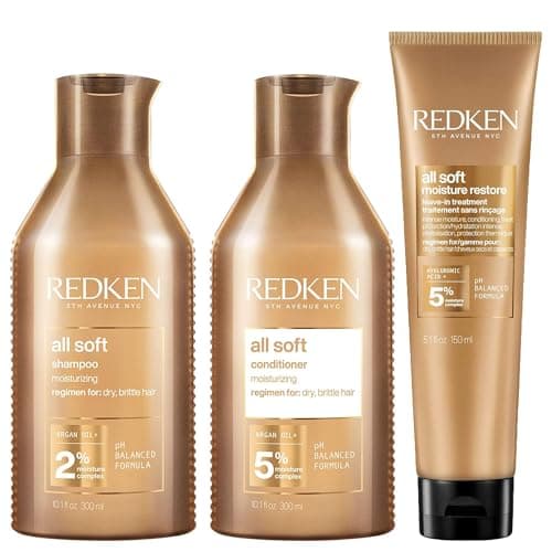 Image of REDKEN | All Soft Hydrating Shampoo, Conditioner 300ml and Moisture Restore Leave In Treatment 150ml for Ultimate Immediate Hydration & Shine