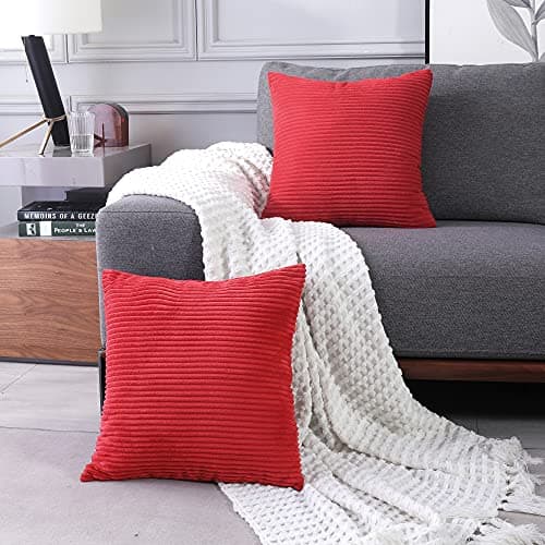 Image of Deconovo Set of 2 Christmas Cushion Covers 45 x 45 cm Red