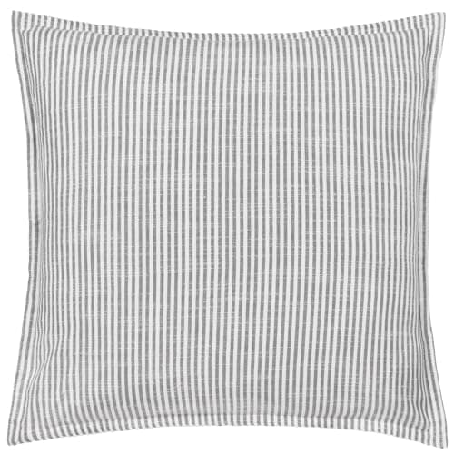 Image of Yard furn Truro Striped Cushion Cover – Classic Stripe 100% Cotton Slub Texture Oxford Edge Decorative Case (Grey – 45x45cm)