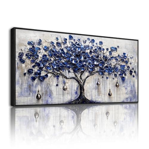 Image of SERIMINO Canvas Tree of Life Wall Art, Large Framed Modern Painting, Vintage Pictures for Wall, Nature Decorations for Living Room Dining Room Bedroom Garden Stairs Office Hallway 29"x57"