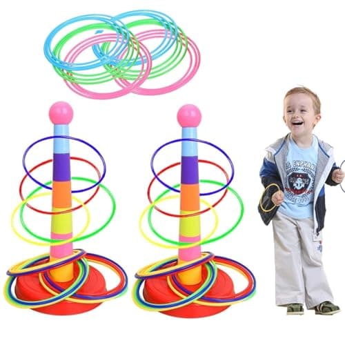 Image of 38 Pcs Ring Toss Game Set for Outdoor & Indoor, Fun Party Games for Adults, Colorful Tossing Toys for Backyard, Active Play