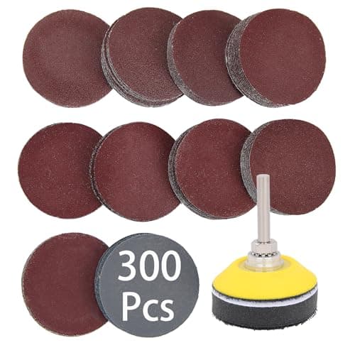 Image of Adwikoso 300 Pcs 50mm Sanding Discs, 80-3000 Grit 2 Inch Sandpaper Discs with 1/4" Shank Backing Plate and Soft Foam Buffering Pad, for Drill Grinder Rotary Tool, Hook and Loop Sanding Pads Attachment