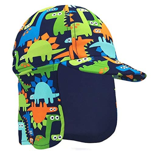 Image of Gifts Treat Kids Legionnaires Hat, UPF 50+ Sun Protection Swim Cap Flap Hat in Dinosaur Pattern for Kids, Quick Drying Boys Sun Hat with Neck Protection for Beach Seaside Pool, Dinosaur, 2-4 Years
