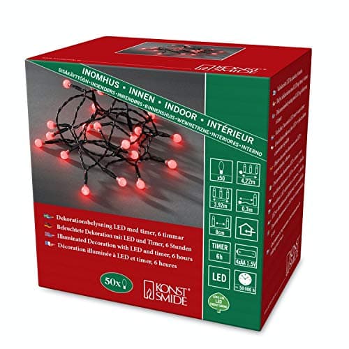 Image of Konstsmide Berry Lights : Battery Operated with Timer : Red : 50 LED : 1492-557