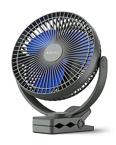 Image of Koonie 10000mAh Clip on Fan, 8 Inch Portable Fans, Rechargeable USB Fan, 360° Rotate & 4 Speeds, Strong Airflow, Sturdy Clamp for Office Desk Golf Car Outdoor Travel Camping Tent Gym Treadmill