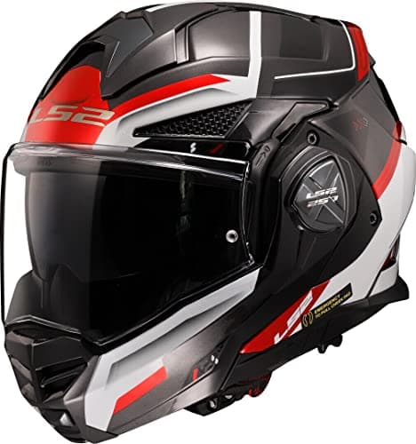 Image of LS2 FF901 Advant X Modular Motorcycle Helmet. 180° Flip Front Dual Visor Full Face Motorbike Helmet. ECE 22.06 Certified. SPECTRUM - Black/White/Red - 2XL (63/64)