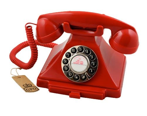 Image of GPO Carrington Classic Retro Push-Button Phone with Pull-Out Tray, Traditional Bell RingTone, Ringer On/Off for Home, Office, Hotels- Red