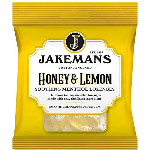 Image of Jakemans Honey & Lemon 73g - Pack of 12 - Soothing Menthol Lozenges - Suitable for Vegetarians, Yellow