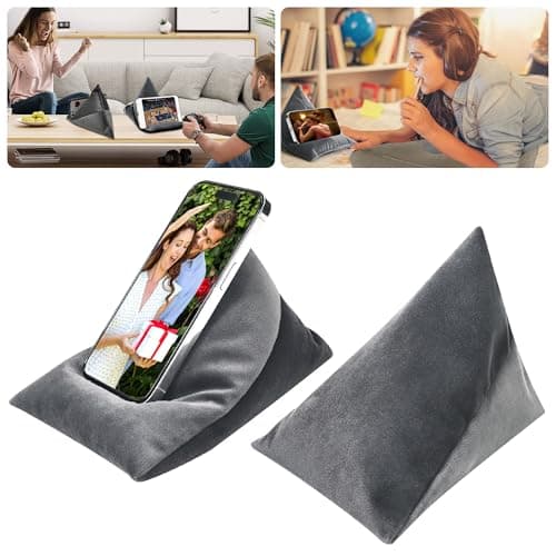 Image of Lanfly Phone Stand for Most Mobile Phone Adjustable Soft Bean Bag Cushion Phone Holder Tablet Stand Phone E-Reader Holder for Bed Bubble Beads Fabrics Hands Free Cell Phone Stand for Desk (21x16 cm)