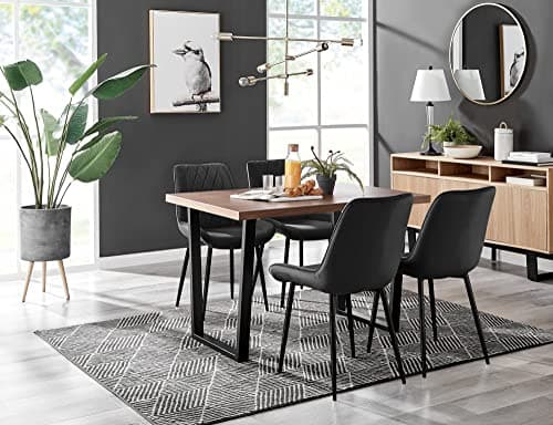 Image of Furniturebox UK Kylo Brown Wood Effect Dining Table & 4 Black Pesaro Black Leg Chairs