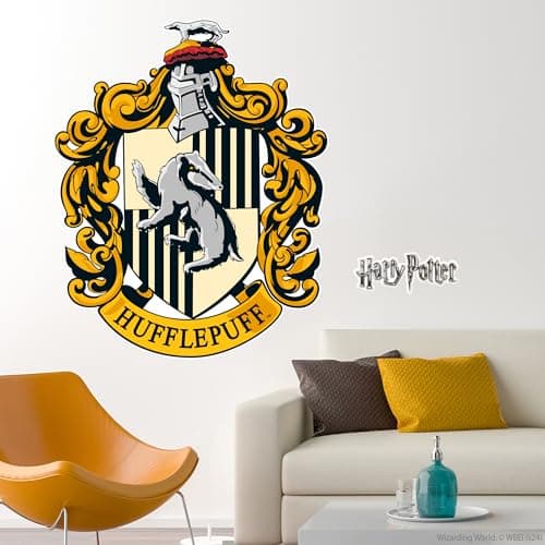 Image of Harry Potter Wall Sticker – Hufflepuff Crest Wall Decal Wizarding World Art (60cm Height x 50cm Width)