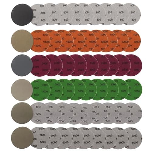 Image of JDCMEI 60 Pcs 75mm Sanding Discs, Grit 800/1000/2000/3000/4000/5000 Wet and Dry Hook and Loop Round Sanding Pads, Flocking Disc Orbital Sanding Pad Set for Wood, Metal and Jewelry Car Polishing