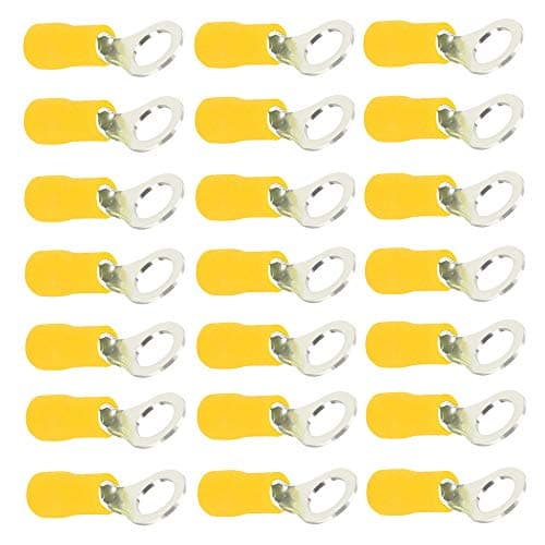 Image of Mintice 100 X Yellow Copper Ring Butt Insulated Terminal Connectors 10-12 Gauge AWG Crimp Wire Electrical Cable Crimp M5